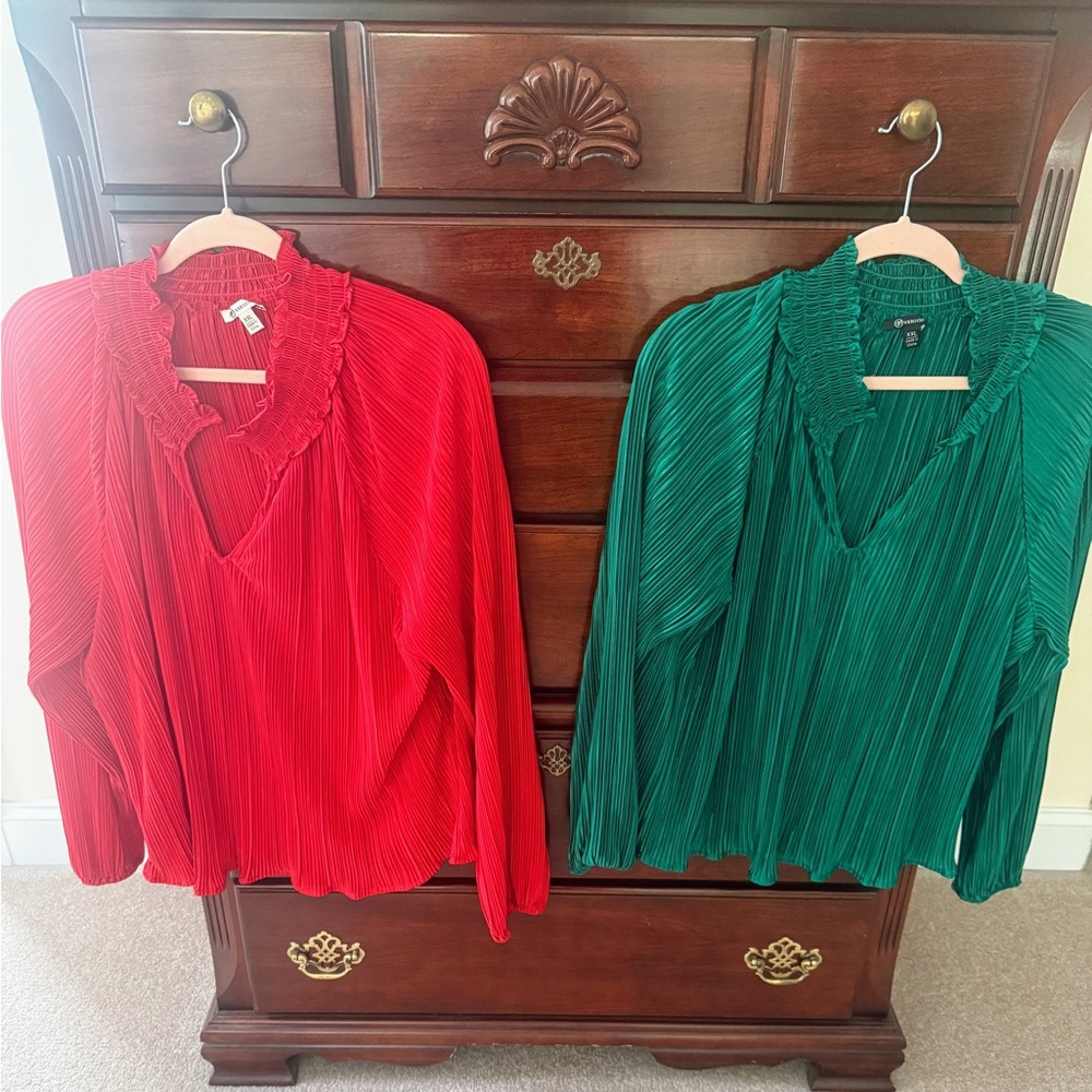 Elegant Red and Green Blouses